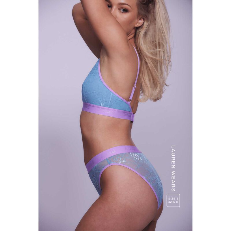 Lemonade Dolls Signature Lace Brief - Pastel Blue & Lilac image number 3